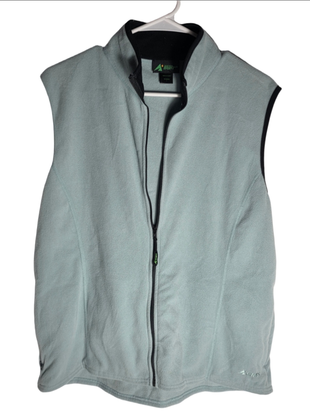 Women's Eastern Mountain Sports Fleece Vest Large Light Blue Black cozy fall